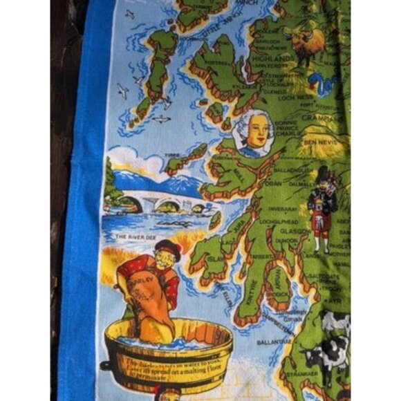 Scotland Pictorial Map Scotch Whisky Kitchen Dish Tea Towel Cotton Made In UK - Picture 4 of 16